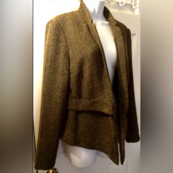 WALTER BAKER W118 Tweed Blazer Black Brown Notch Collar Lapel Open Front Jacket - Picture 3 of 13
